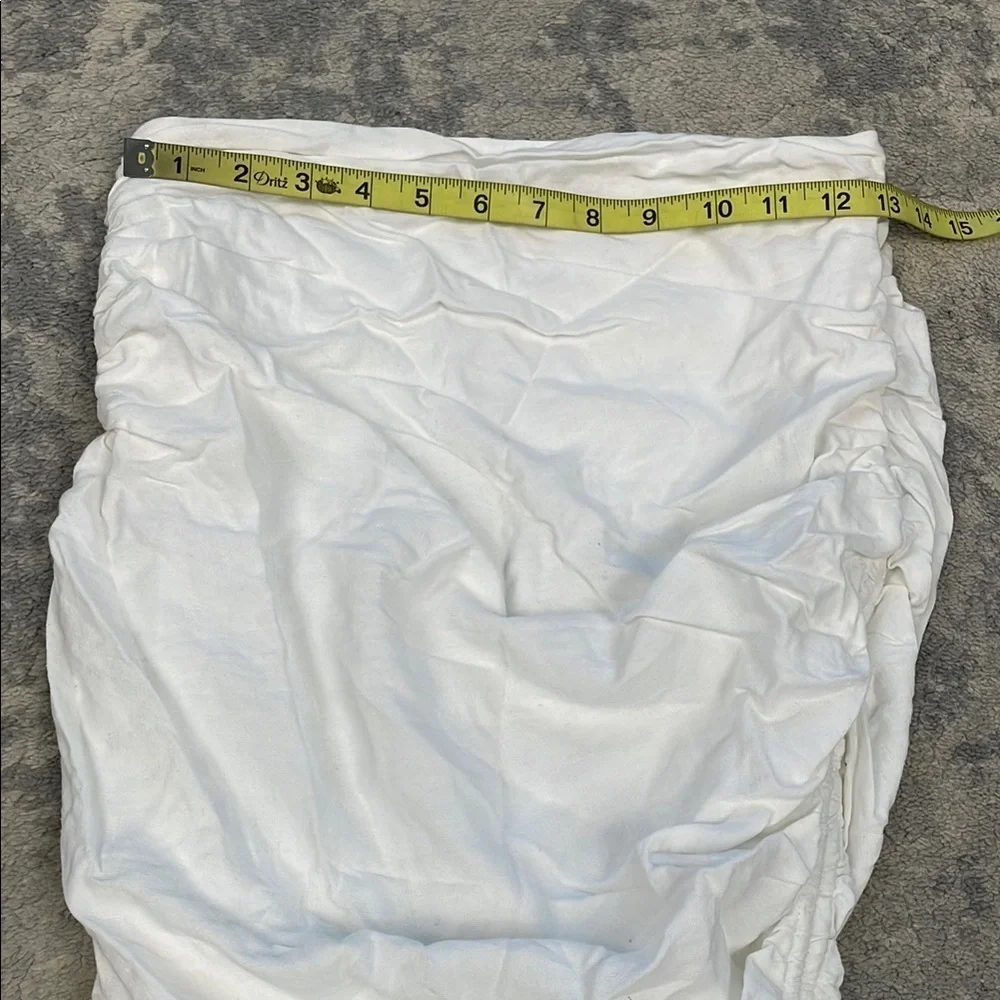 New House of CB Loie Gathered Maxi Skirt White Linen Blend Ruched Slit Sz XS
